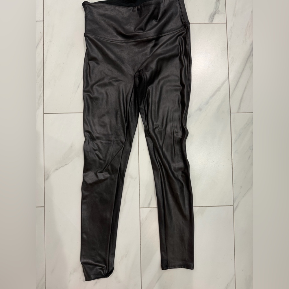 SPANX Black Faux Leather-Look Leggings